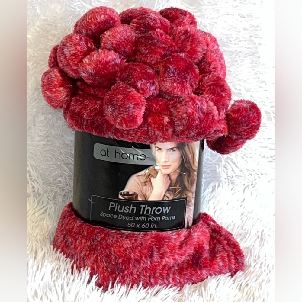 NWT Plush Throw with Pom Poms OS